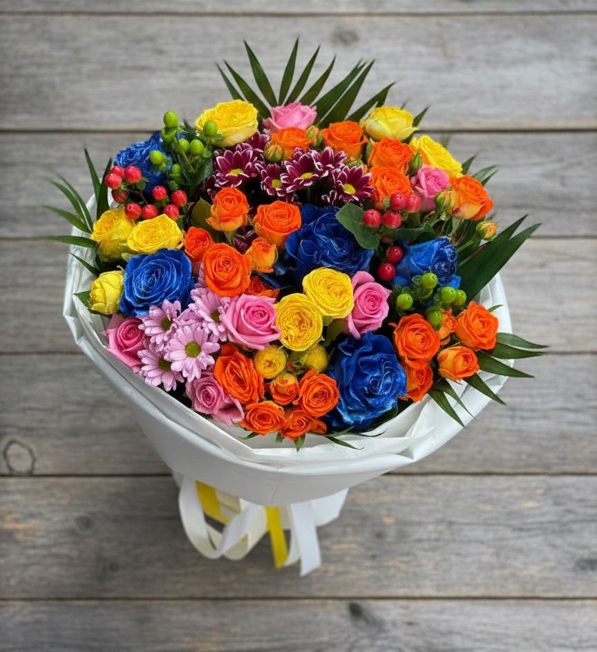 Букет цветов из: Розы и Хризантемы в Мамадыш