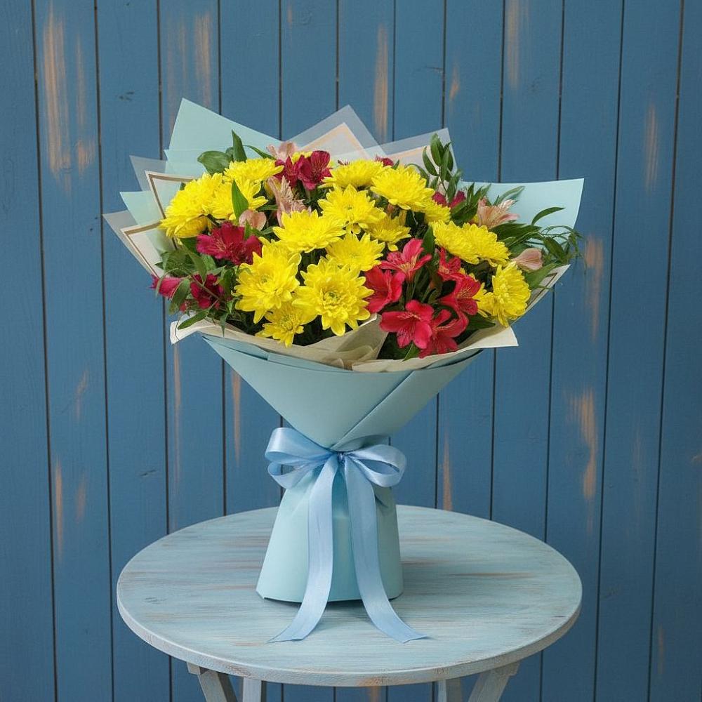 Букет цветов из: Альстромерии и Хризантемы в Мамадыш