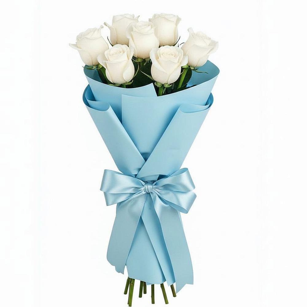 Букет 7 белых роз Проуд в Мамадыш