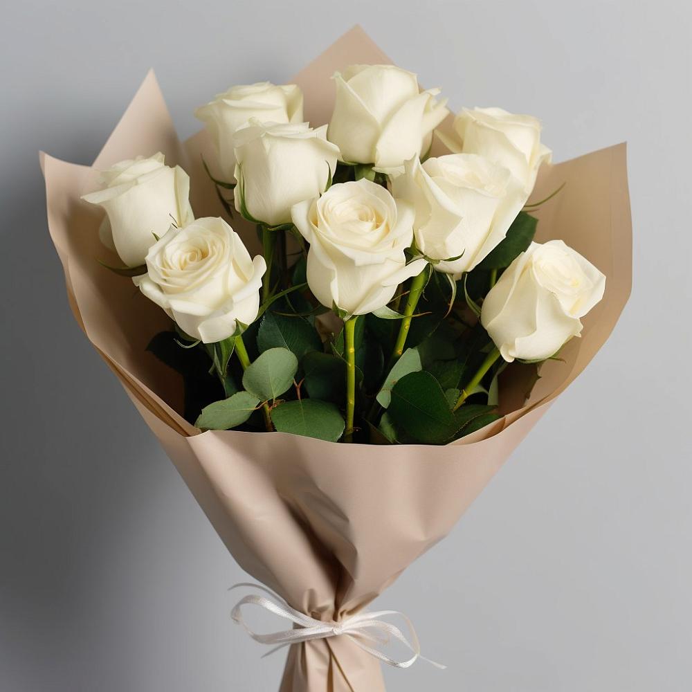 Букет 9 Белых роз Эдлесс Лав в Мамадыш