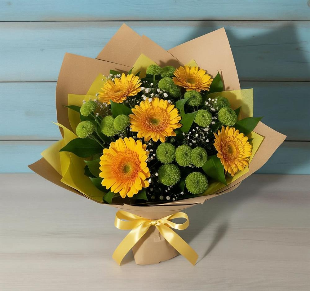 Букет цветов из: Герберы и Хризантемы в Мамадыш