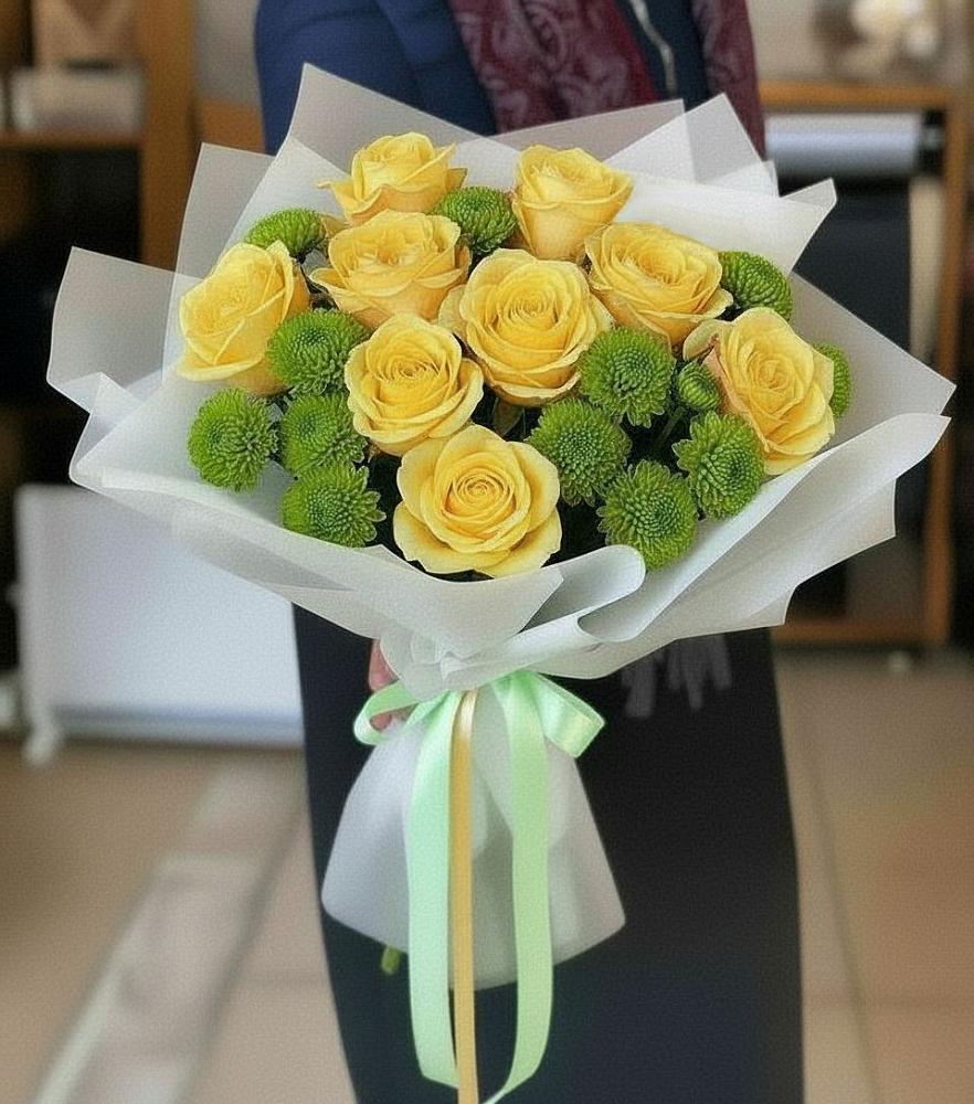 Букет цветов из: Хризантемы и Розы в Мамадыш