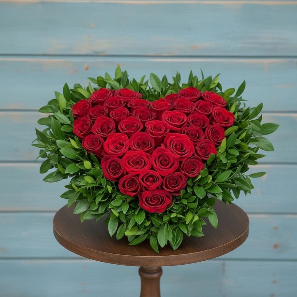 Цветочная композиция из Розы в виде сердца в Мамадыш