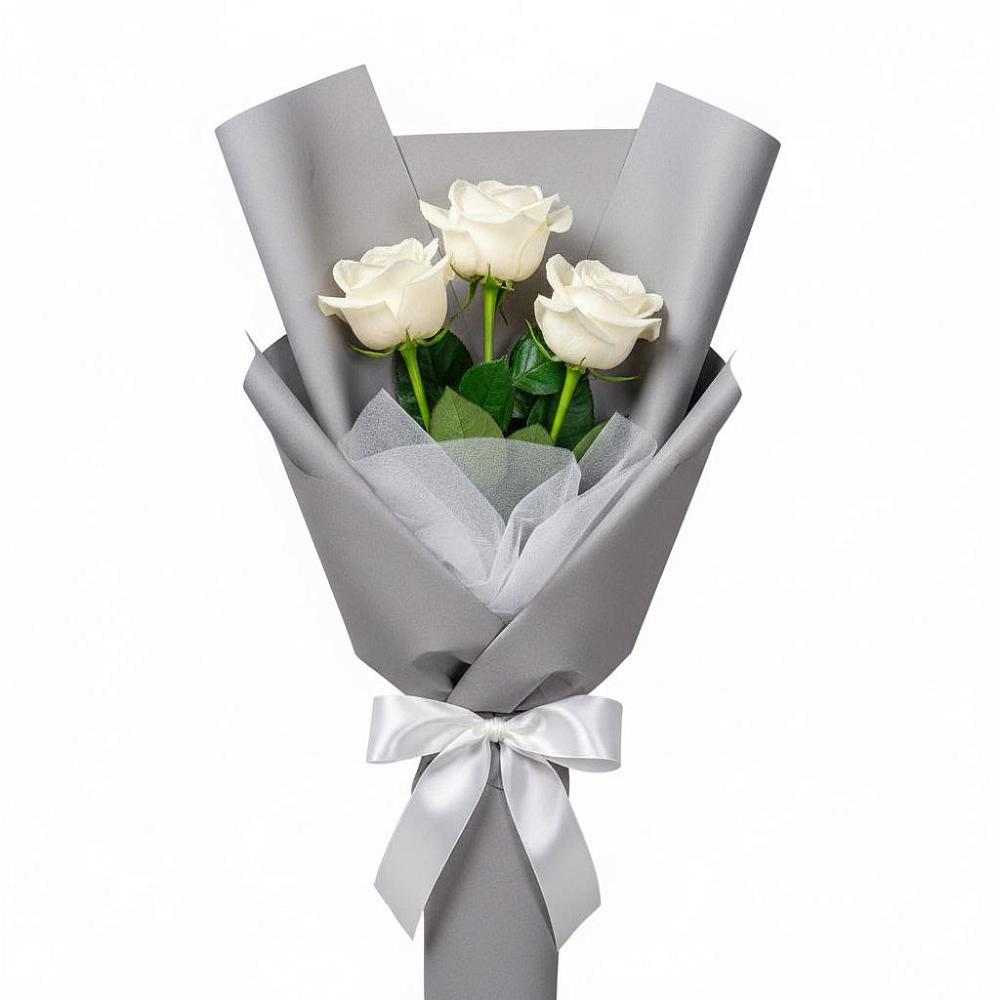 Букет 3 белые розы в Мамадыш