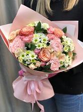 Букет нежные объятья в Мамадыш Букет цветов из: Гвоздики, Розы и Хризантемы в Мамадыш