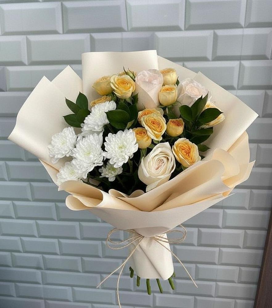 Букет цветов из: Розы и Хризантемы в Мамадыш