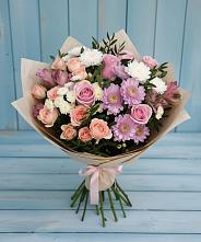 Букет цветов из:  Хризантемы, Розы и Альстромерии в Мамадыш