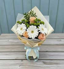 Букет цветов из:  Герберы, Розы и Хризантемы в Мамадыш